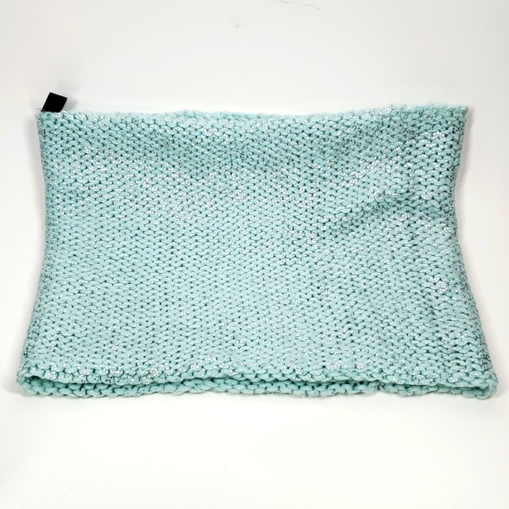 Francescas Foam Green Silver Sparkle Infinity Knit Scarf - Picture 3 of 8